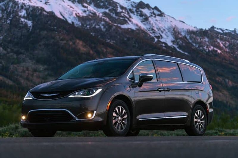 Chrysler Pacifica Hybrid with seats folded for cargo space