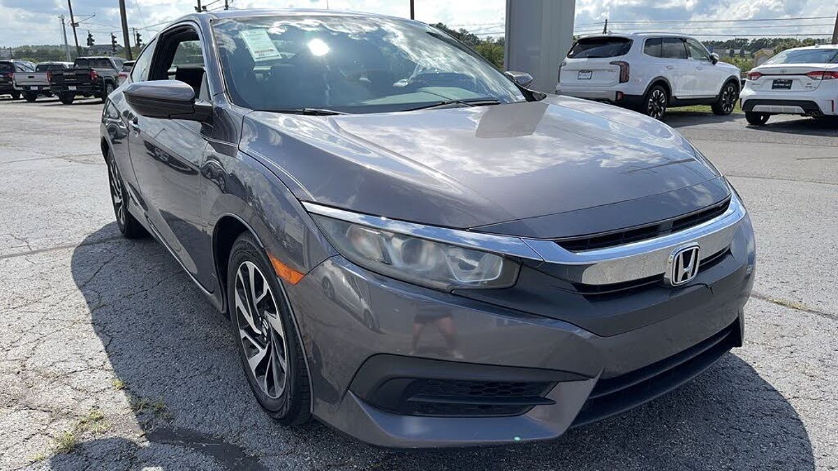 Gray 2016 Honda Civic Coupe LX Coupe Front-Wheel Drive Continuously Variable Transmission